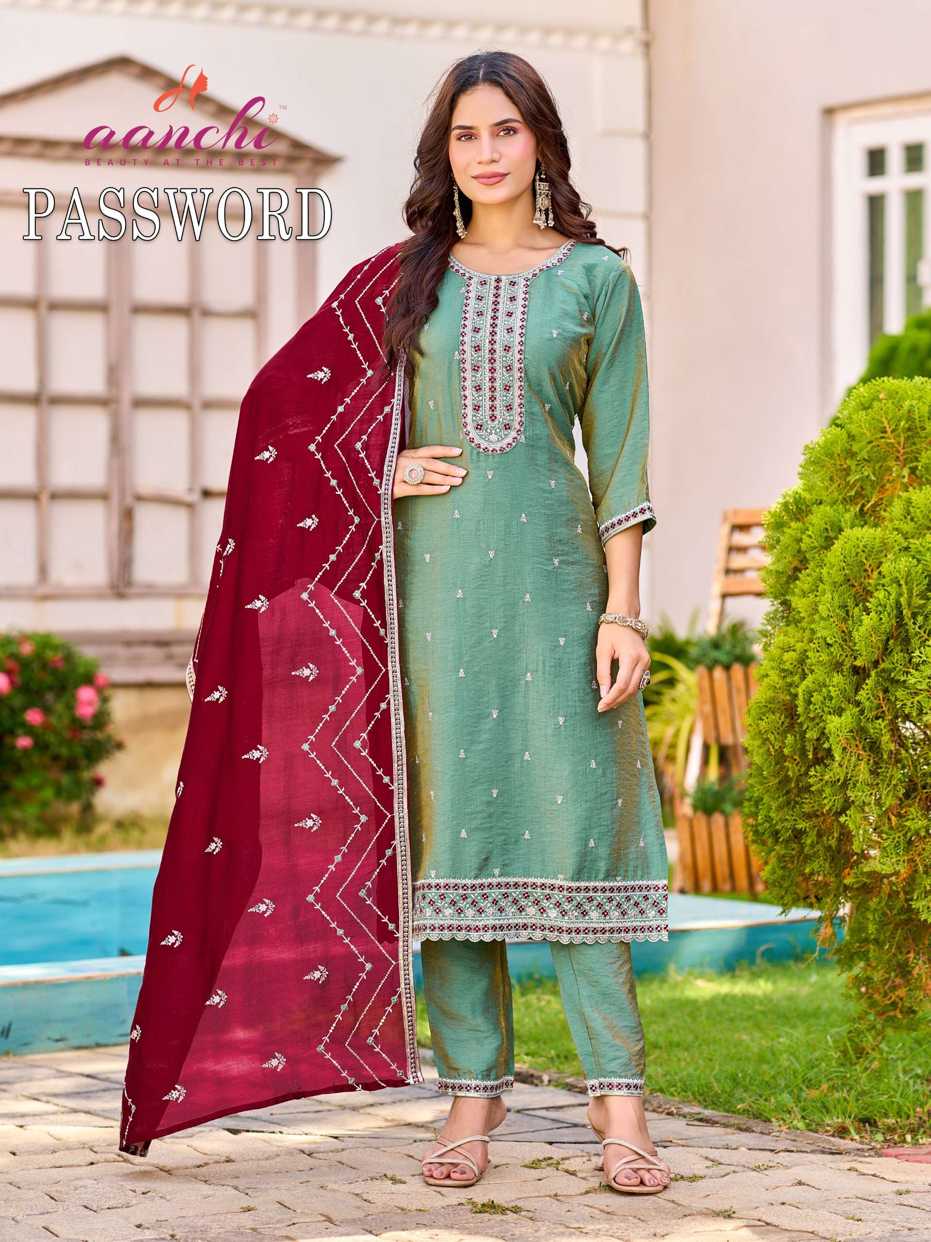 AANCHI PASSWORD SHIMMER DESIGNER SALWAR SUIT HEAVY TYPE PARTY WEAR BUY SURAT